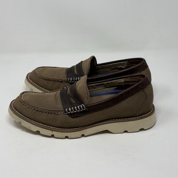 Sperry Top Sider Lug Sole Loafers Mens 9 Brown Canvas Two Tone Slip On Shoes main image 8